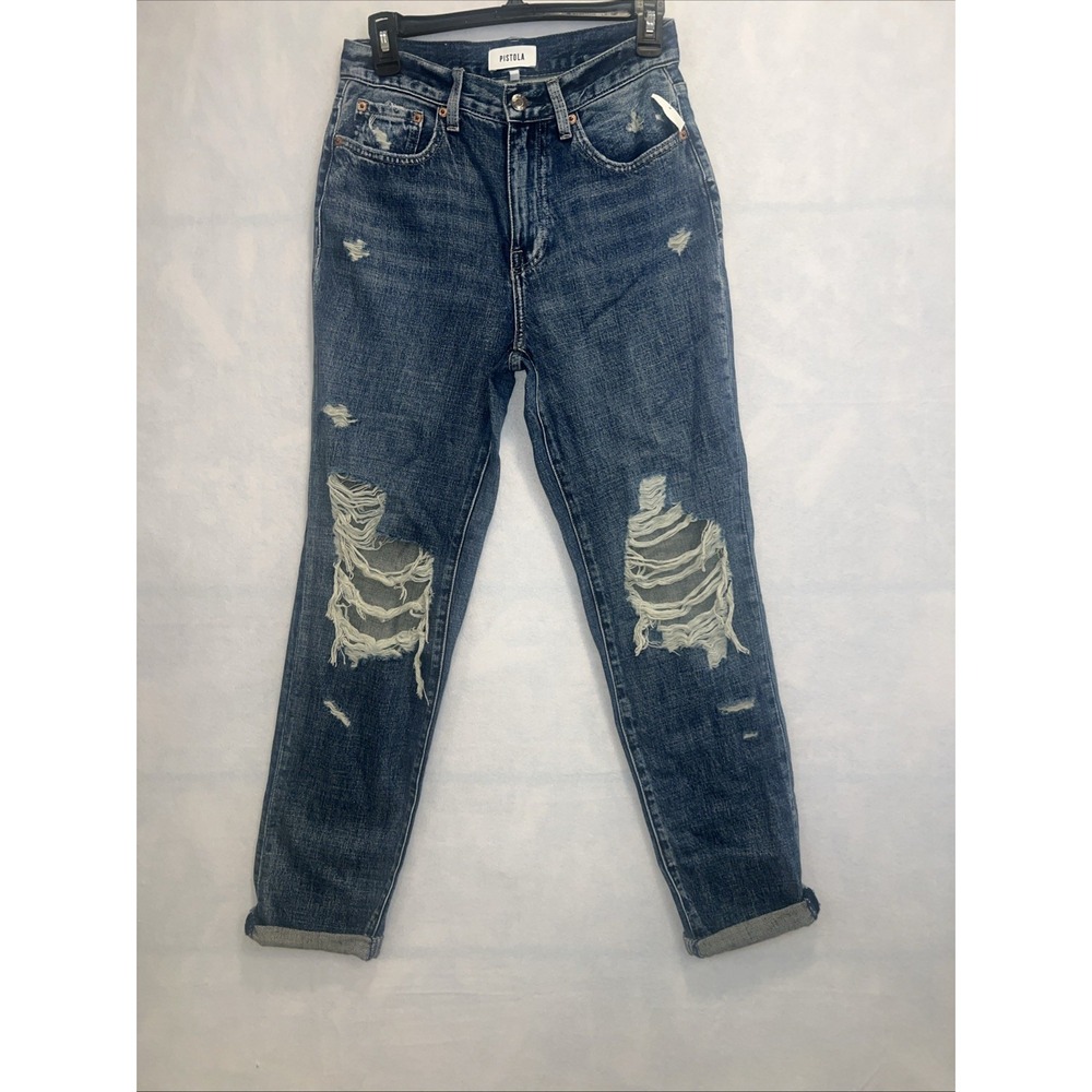 Pistola Presley High Rise‎ Relaxed Roller Jeans Size 25 Eternal Destructed Blue